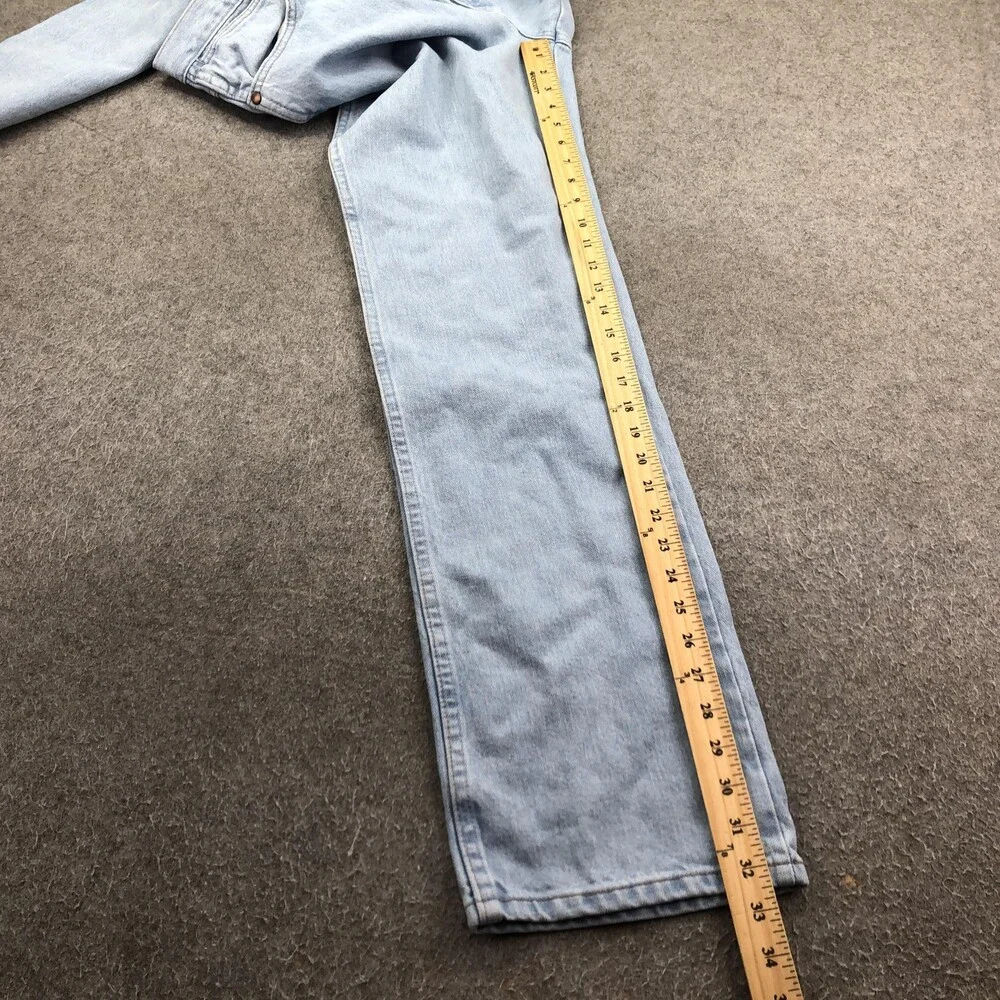 Wrangler Jeans Mens 34x32 Blue Light Wash Slim Straight Denim Cowboy Cut 936GBH